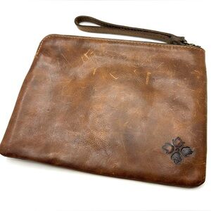Authentic Patricia Nash Leather Cognac Wristlet with Card